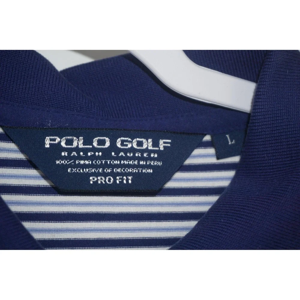 Polo Golf Ralph Lauren Polo Shirt Blue Stripe Pro Fit Mens Large Cotton